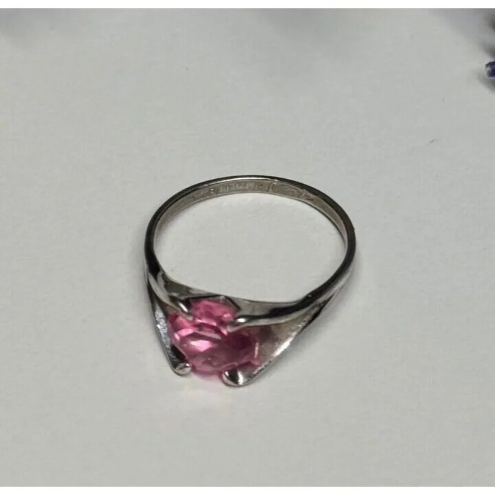 925 STERLING SILVER PINK TOPAZ RING SIZE 5